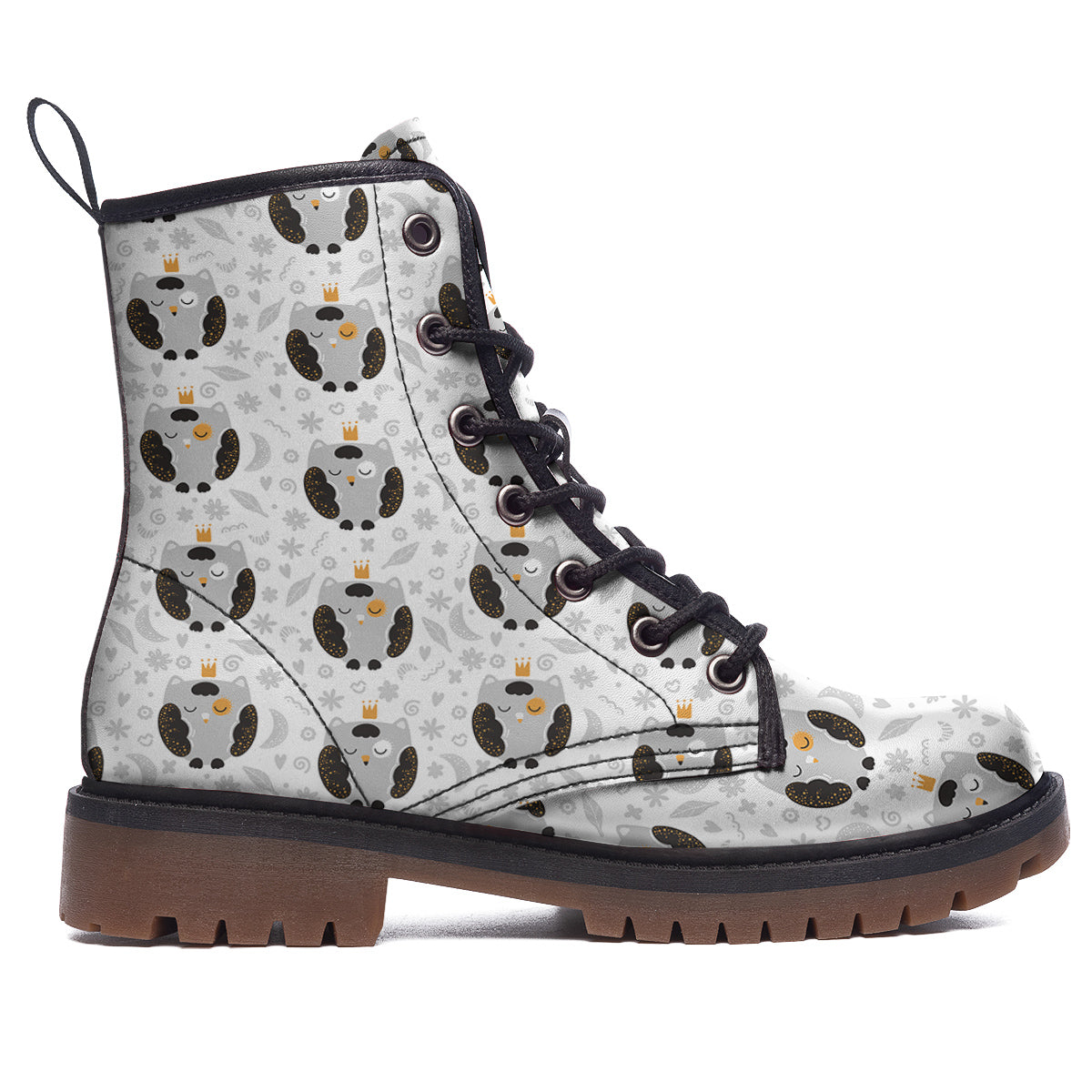 Cute White Grey Owl Print Pattern Work Boots-grizzshop
