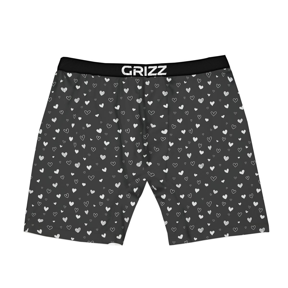 Cute White Heart And Black Print Pattern Boxer Briefs-grizzshop