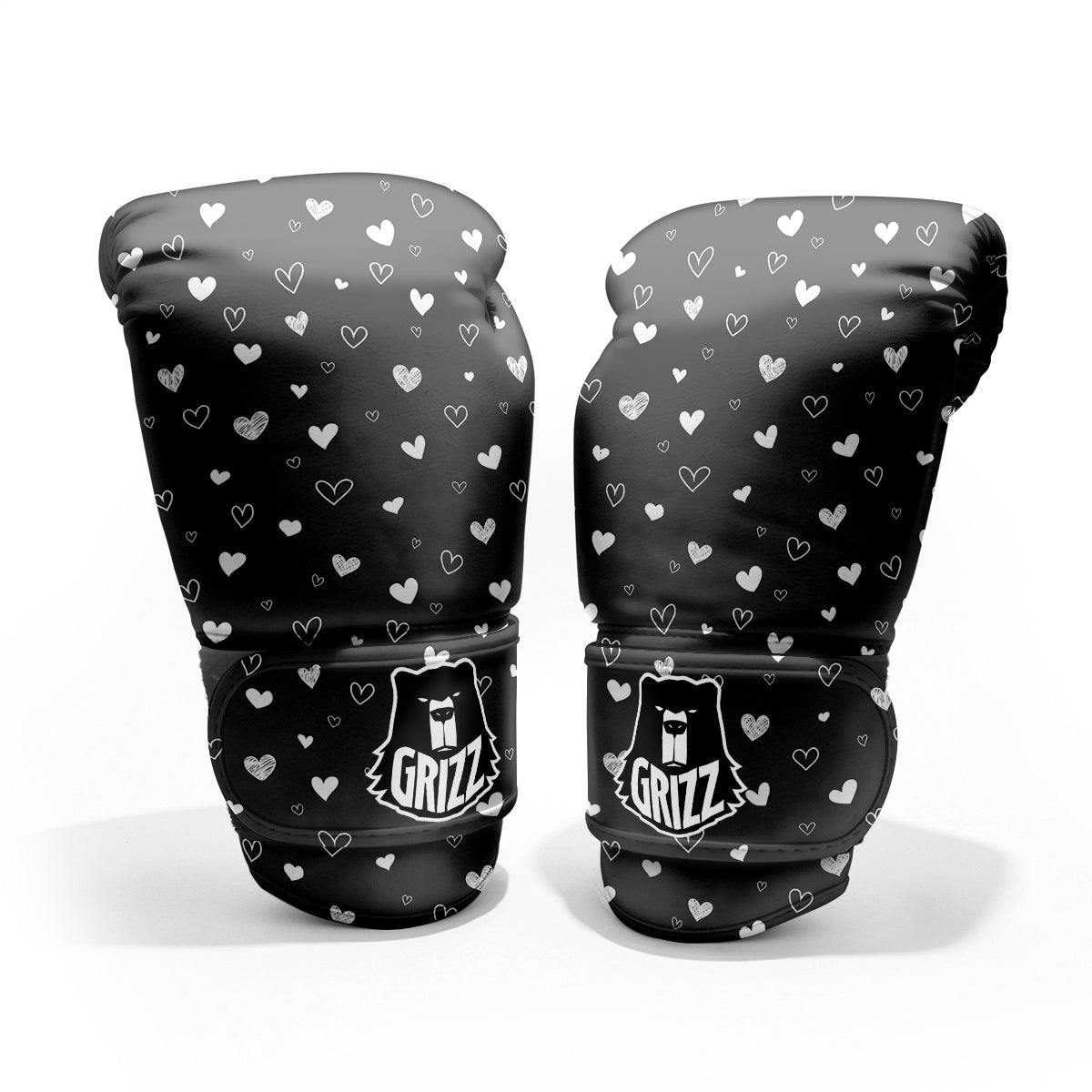 Cute White Heart And Black Print Pattern Pro Boxing Glove