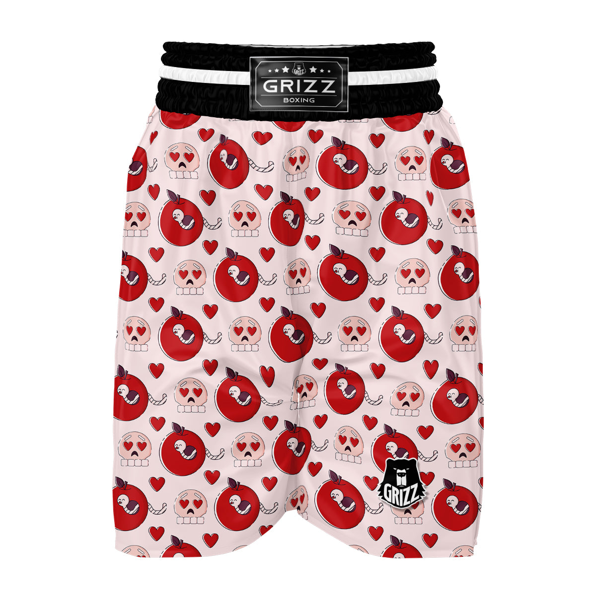 Cute Worm And Apple Print Pattern Boxing Shorts-grizzshop