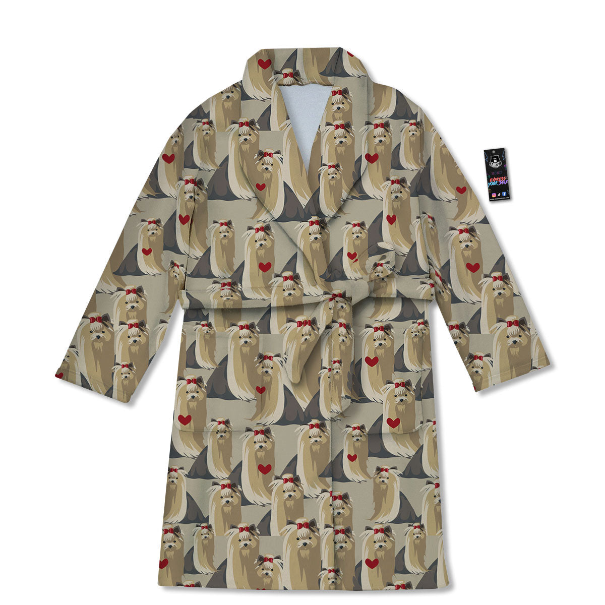 Cute Yorkshire Terrier Print Pattern Bathrobe-grizzshop