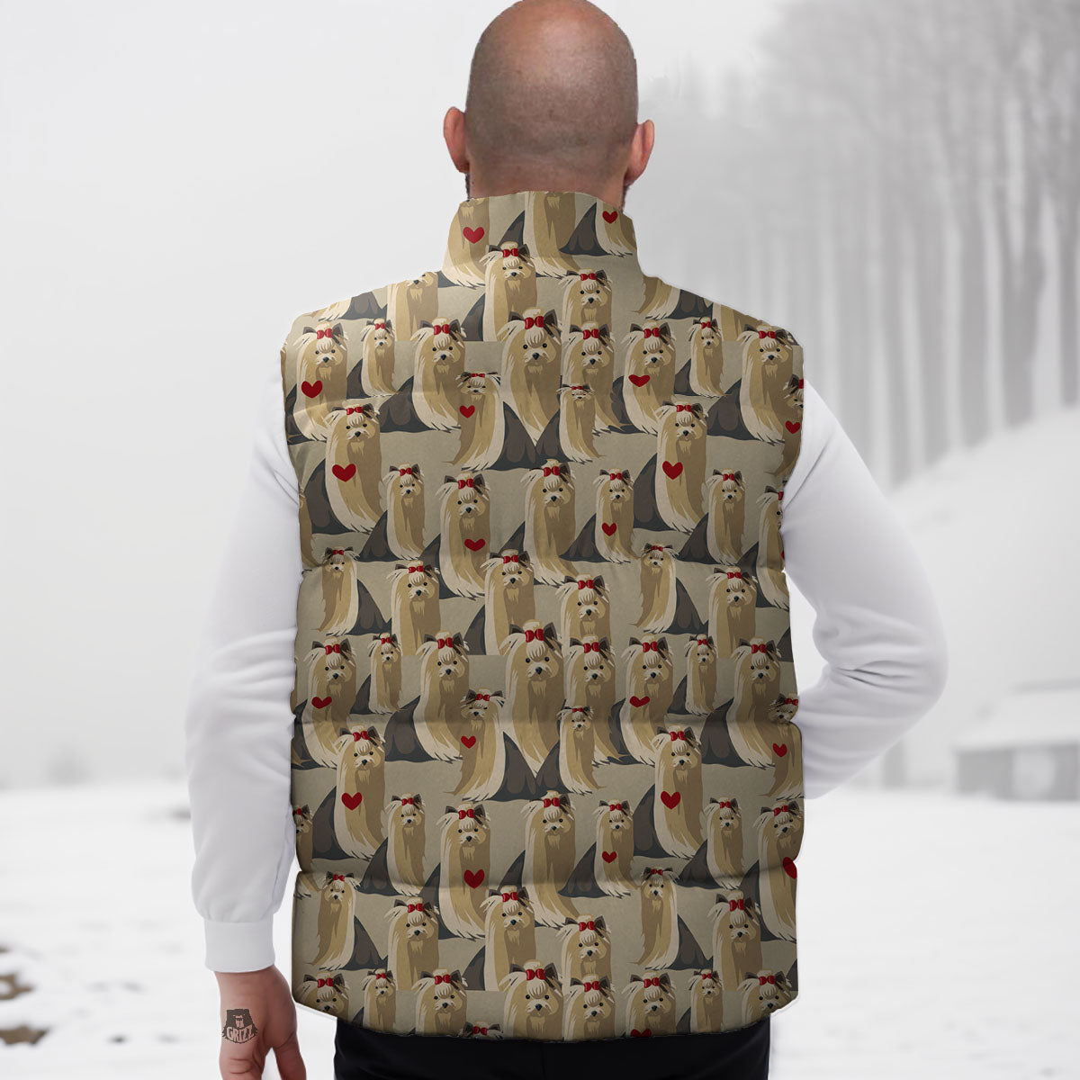 Cute Yorkshire Terrier Print Pattern Down Vest-grizzshop