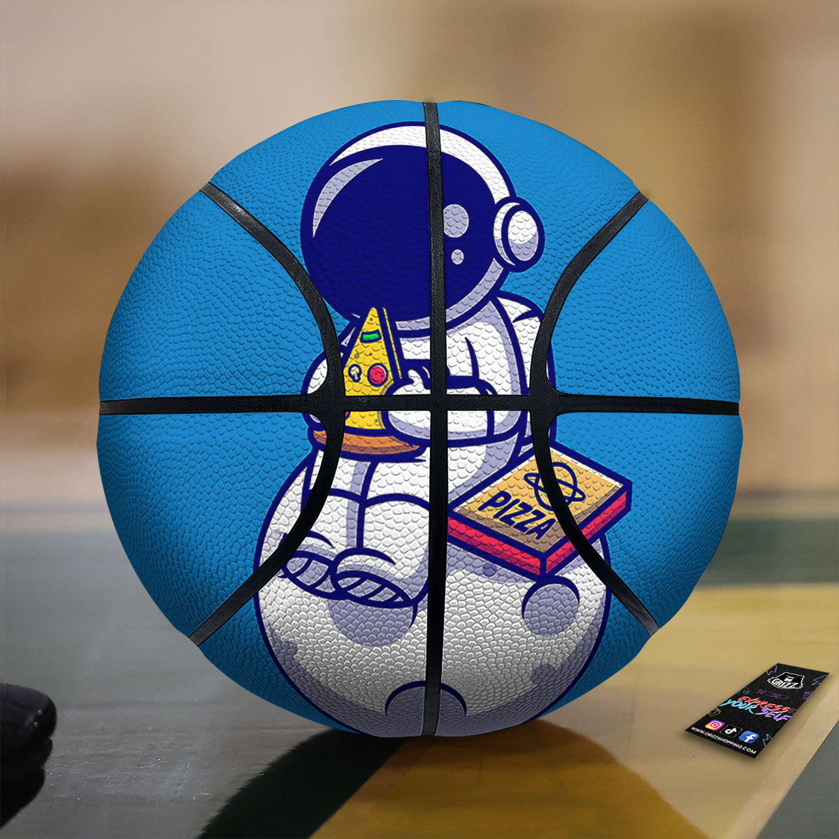 Cute Astronaut Eating Pizza Print Basketball