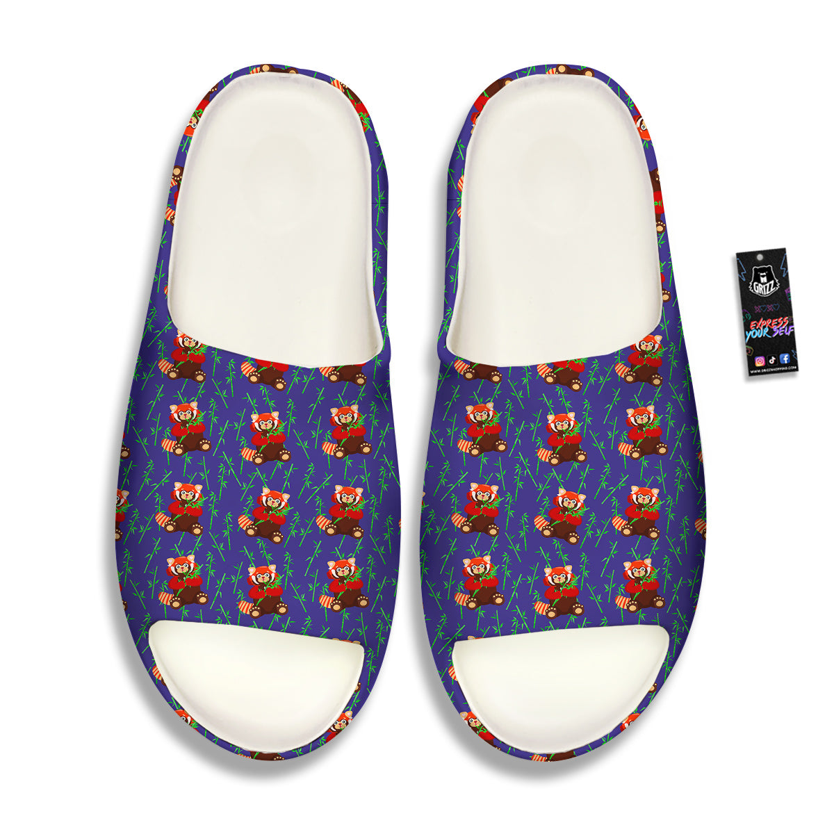 Cute Red Raccoon And Bamboo Print Pattern Sandals-grizzshop