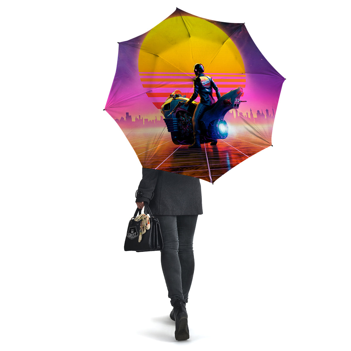 Cyberpunk Biker Print Umbrella-grizzshop