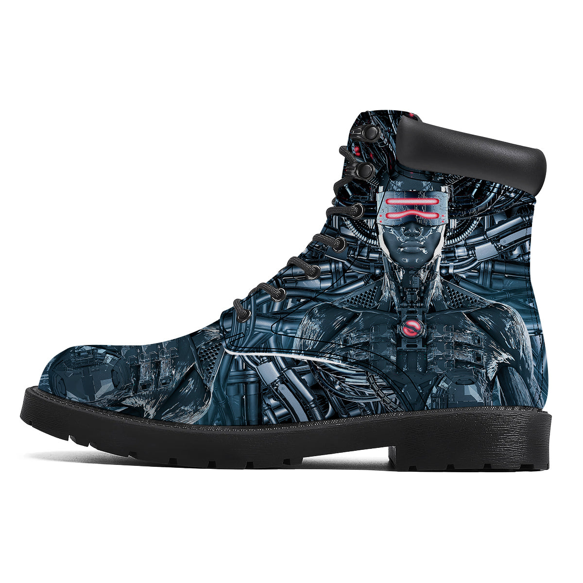 Cyborg Cyberpunk Print Boots-grizzshop