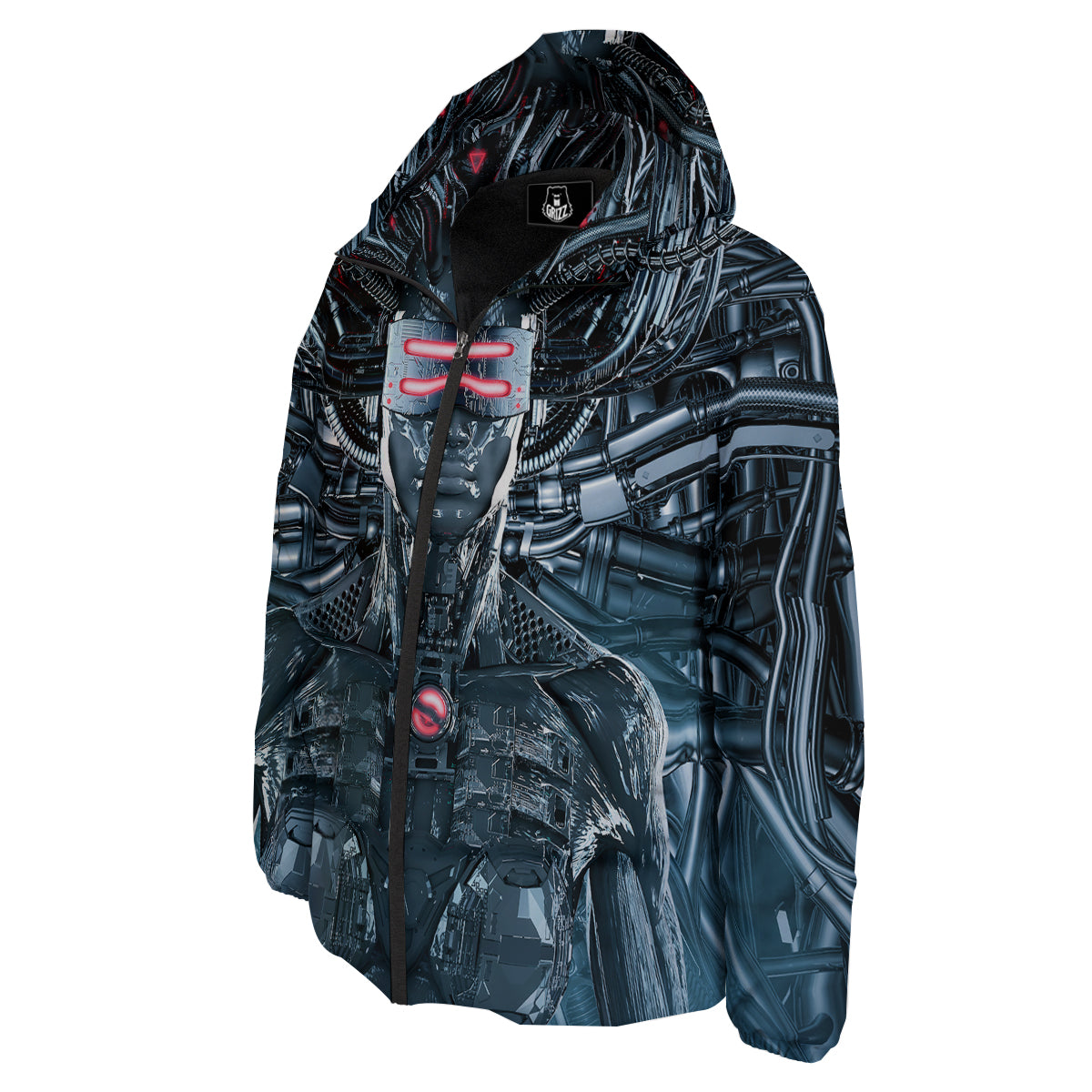 Cyborg Cyberpunk Print Down Jacket-grizzshop