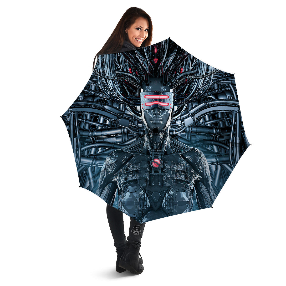Cyborg Cyberpunk Print Umbrella-grizzshop