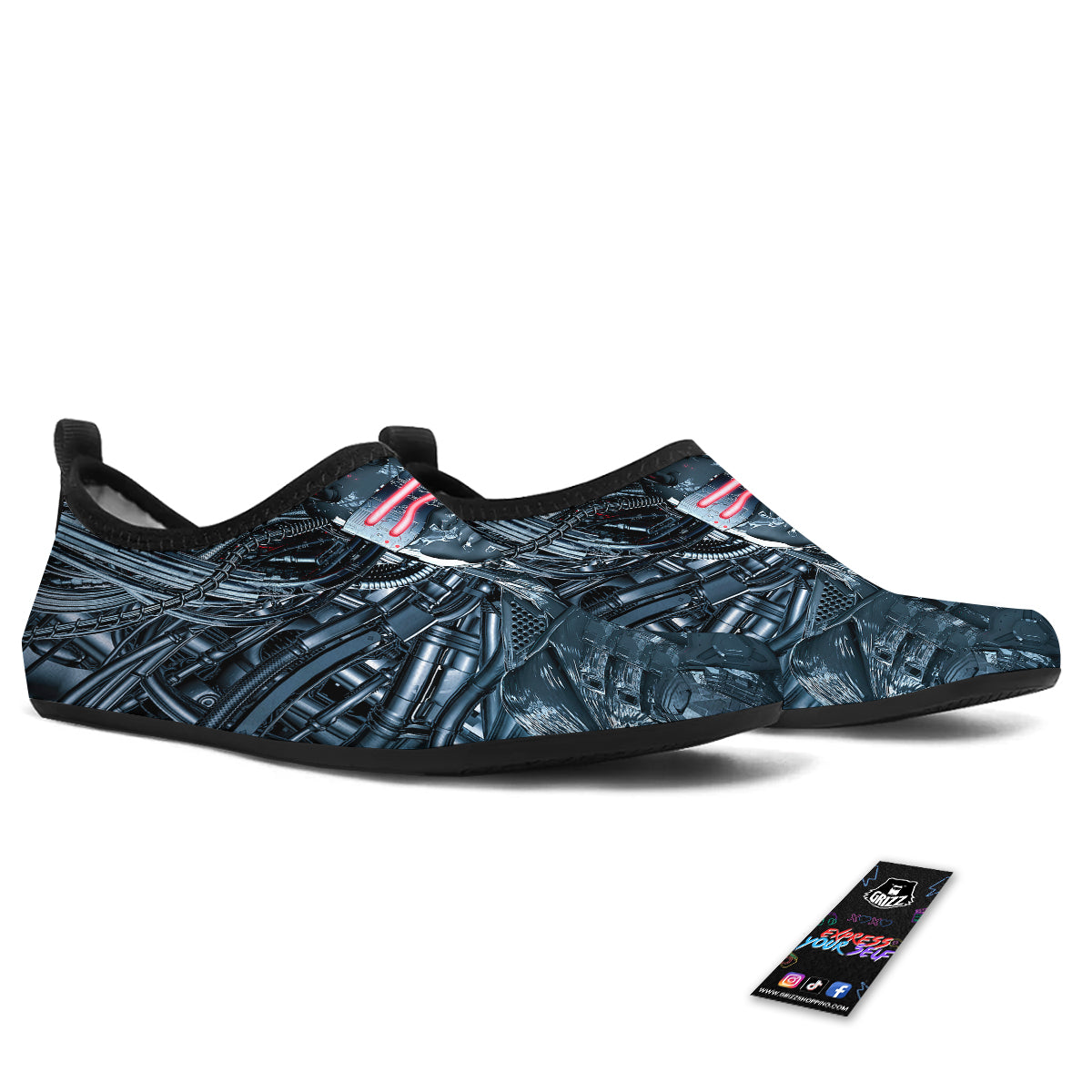 Cyborg Cyberpunk Print Water Shoes-grizzshop
