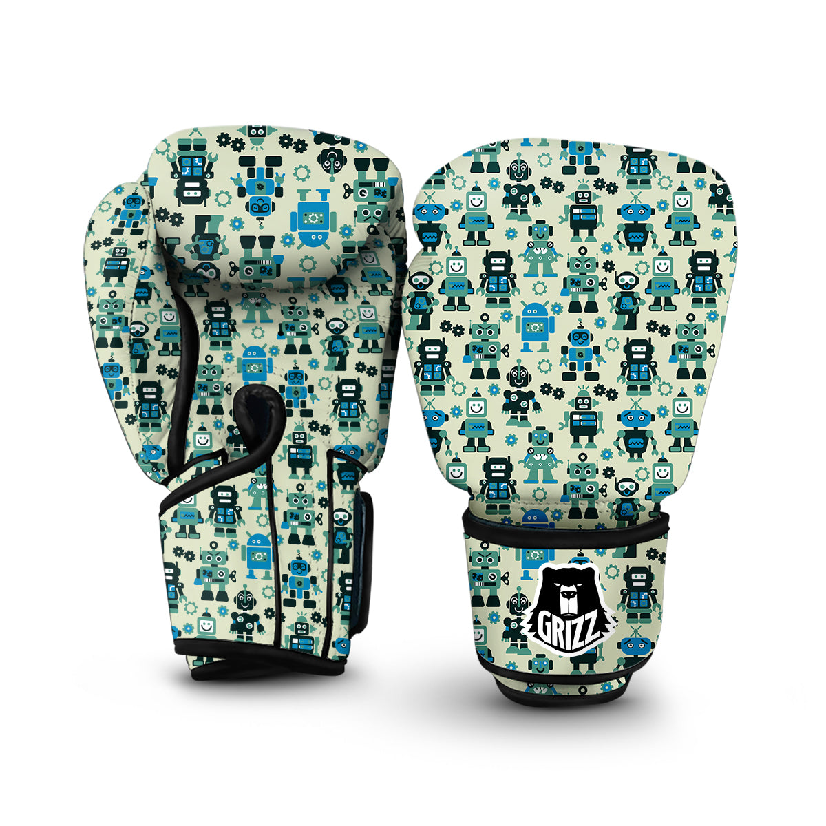 Cyborg Robot Pattern Print Boxing Gloves-grizzshop