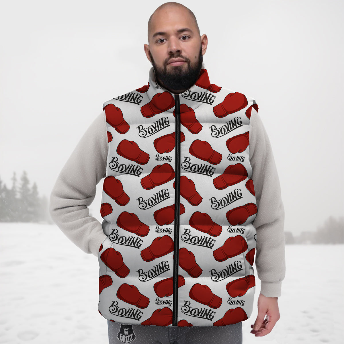 Cyborg Robot Pattern Print Down Vest-grizzshop