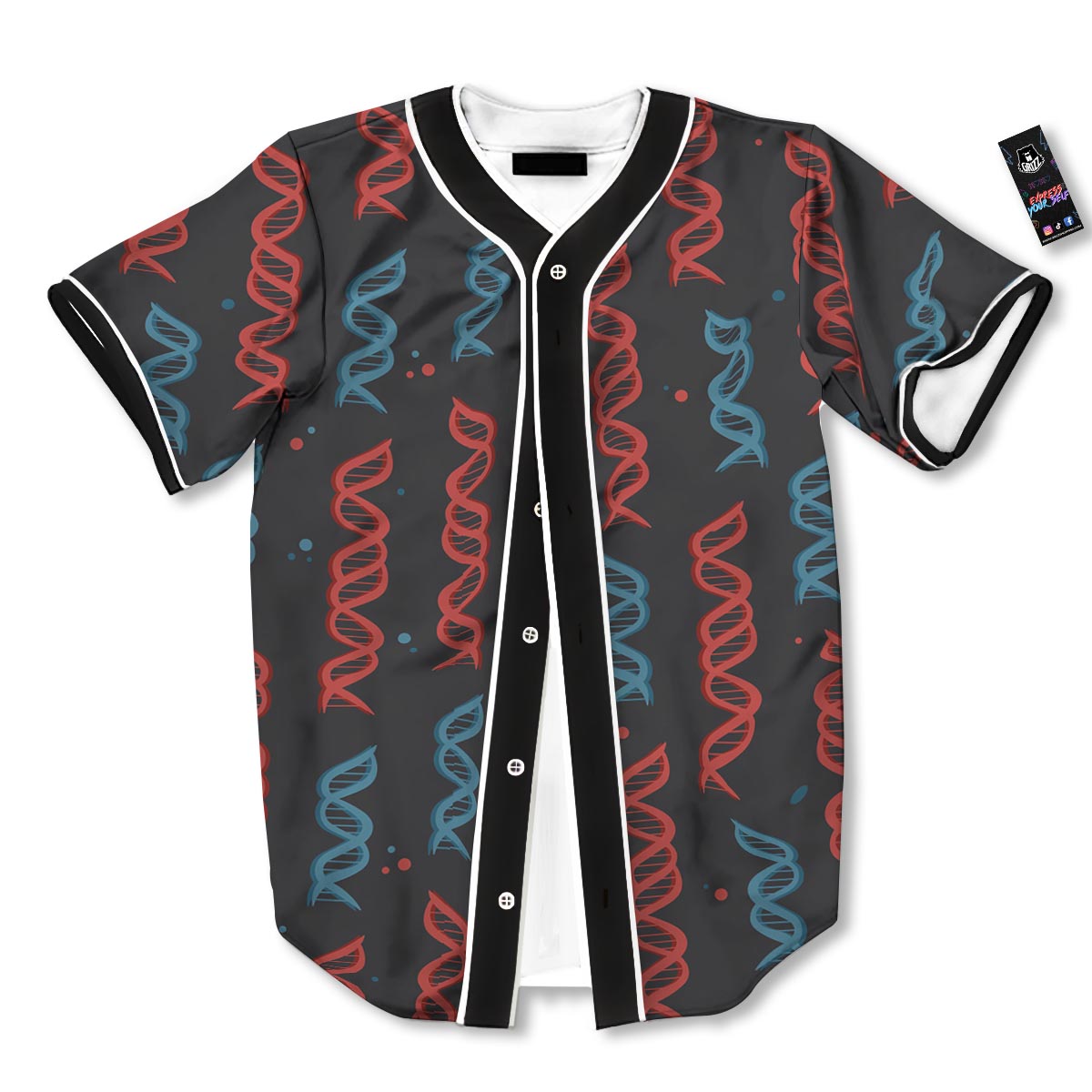 DNA Blue And Red Print Pattern Baseball Jersey-grizzshop