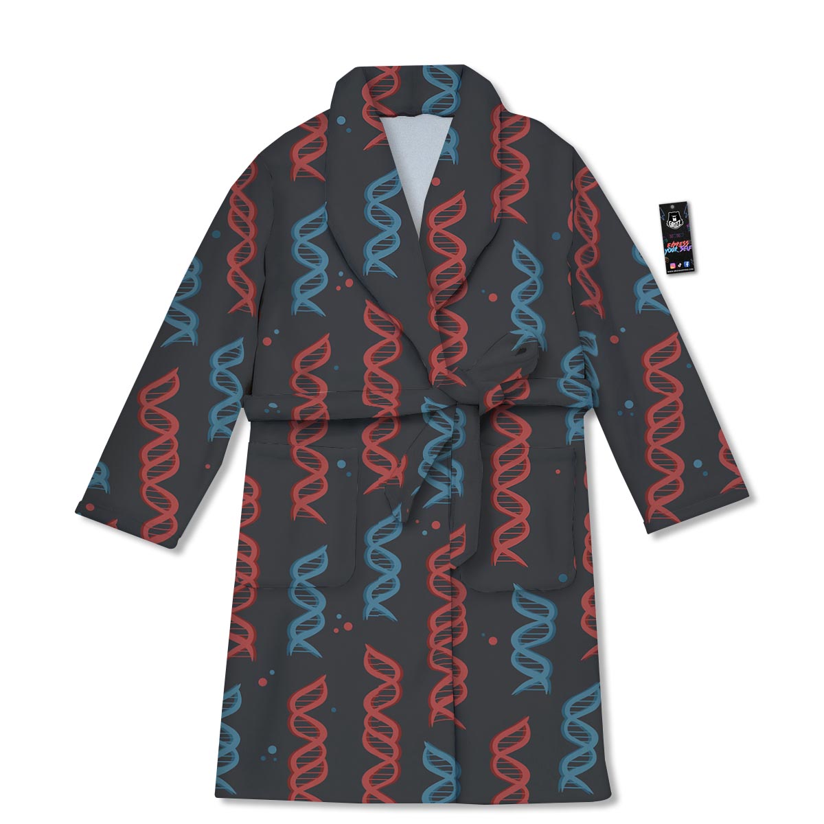 DNA Blue And Red Print Pattern Bathrobe-grizzshop