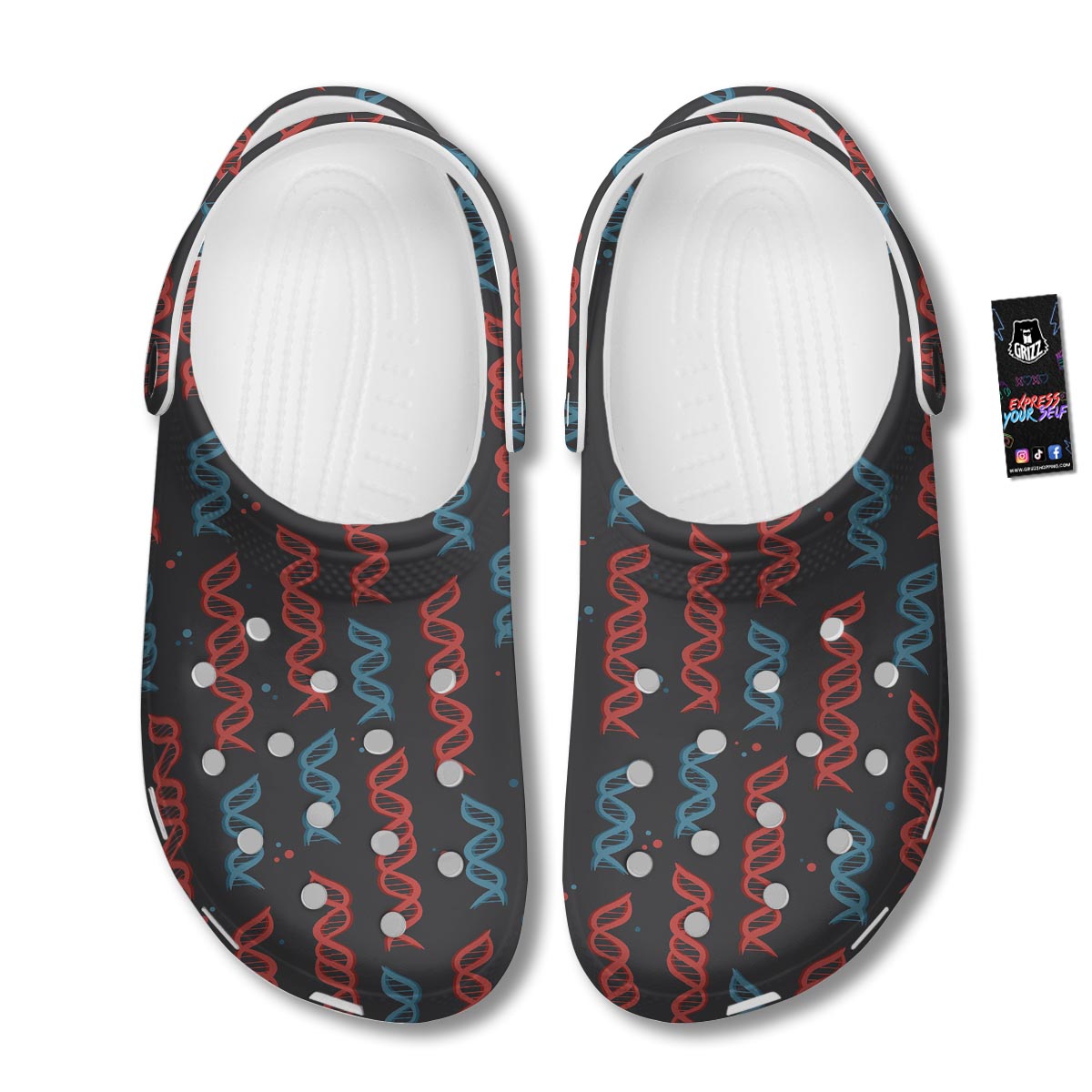 DNA Blue And Red Print Pattern Clog-grizzshop