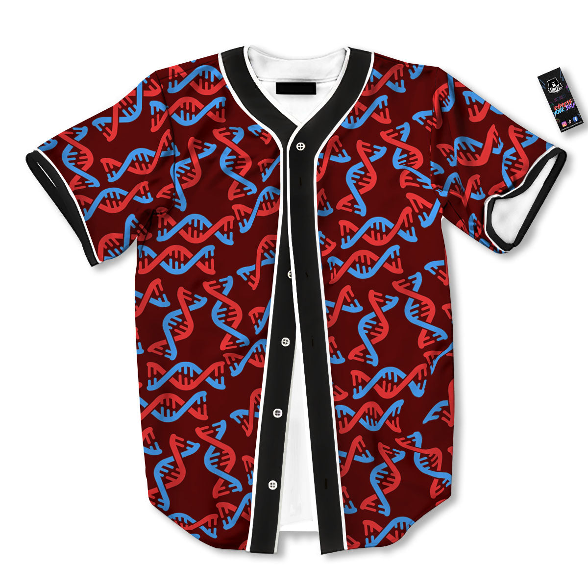 DNA Helix Print Pattern Baseball Jersey-grizzshop
