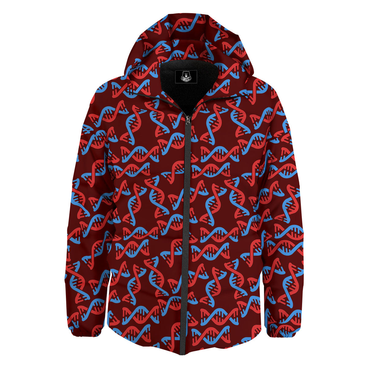 DNA Helix Print Pattern Down Jacket-grizzshop
