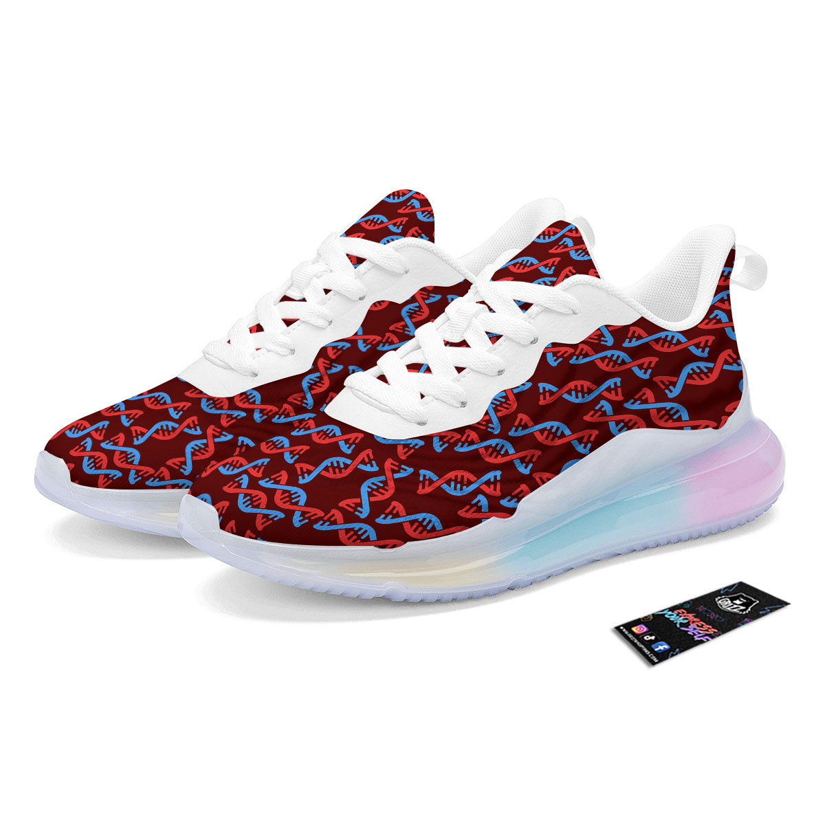 DNA Helix Print Pattern Running Sneakers-grizzshop