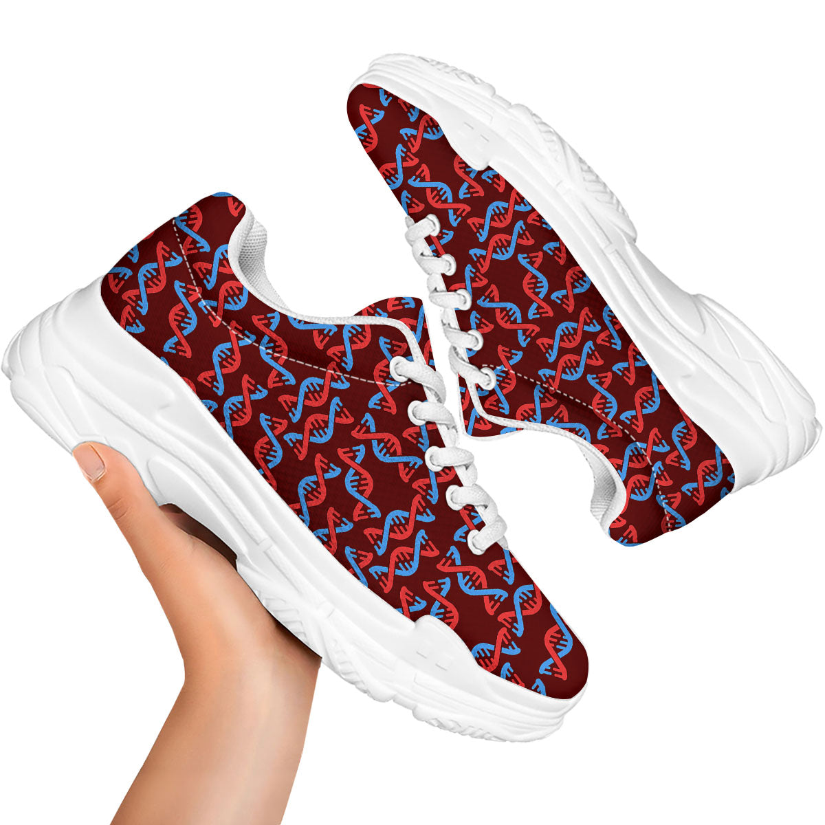DNA Helix Print Pattern White Chunky Shoes-grizzshop