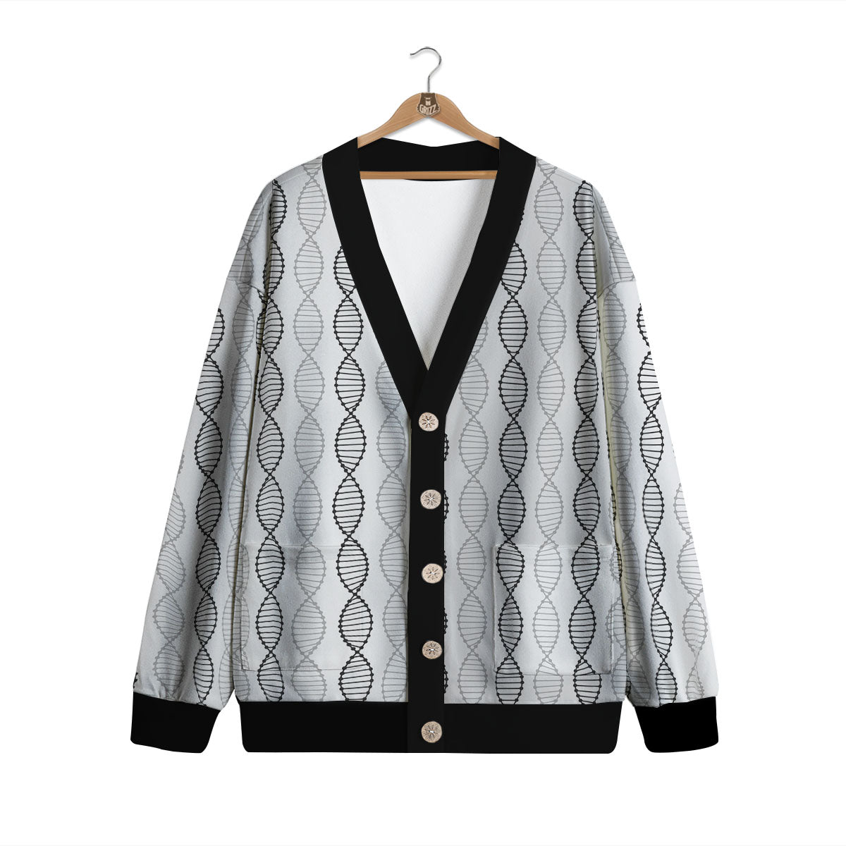 DNA Strands Print Pattern Cardigan-grizzshop