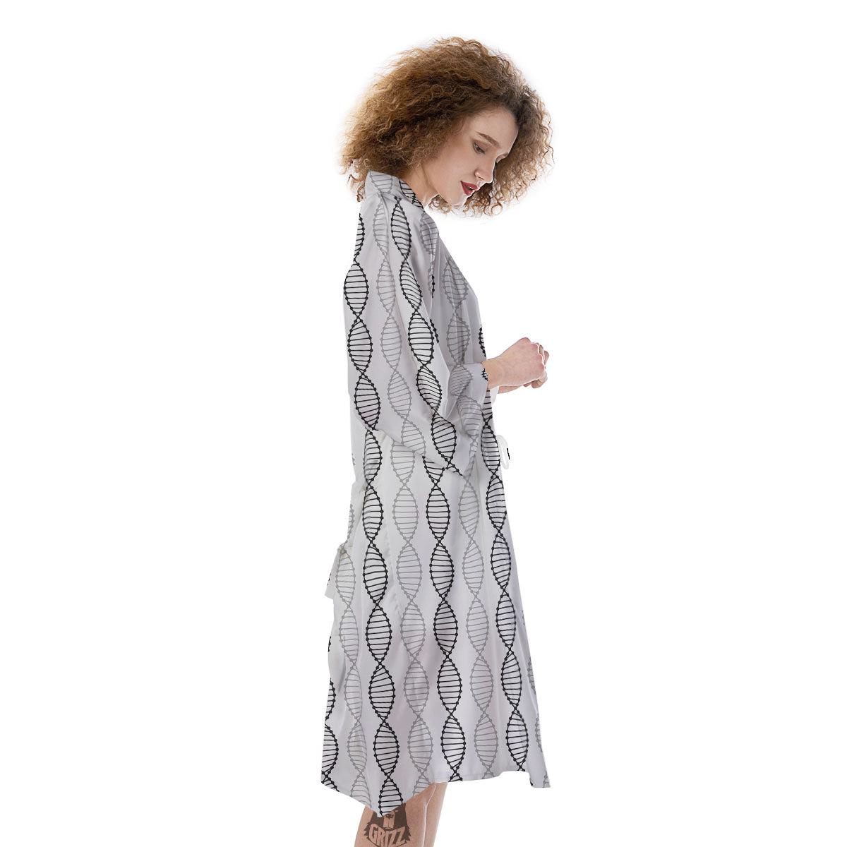 DNA Strands Print Pattern Kimono-grizzshop