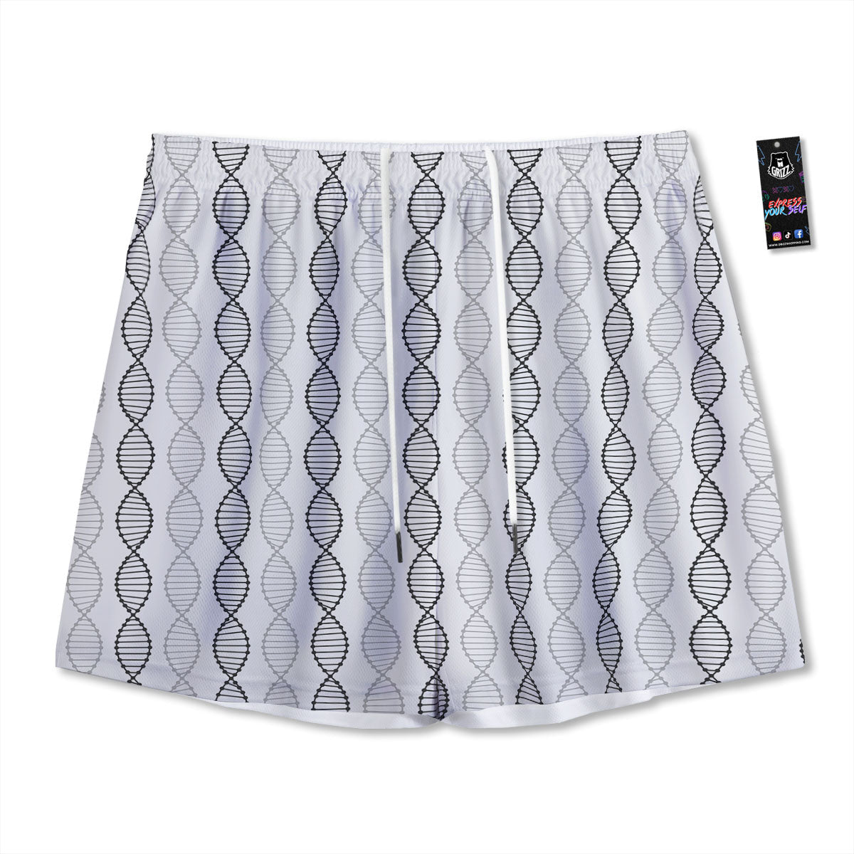 DNA Strands Print Pattern Mesh Shorts-grizzshop