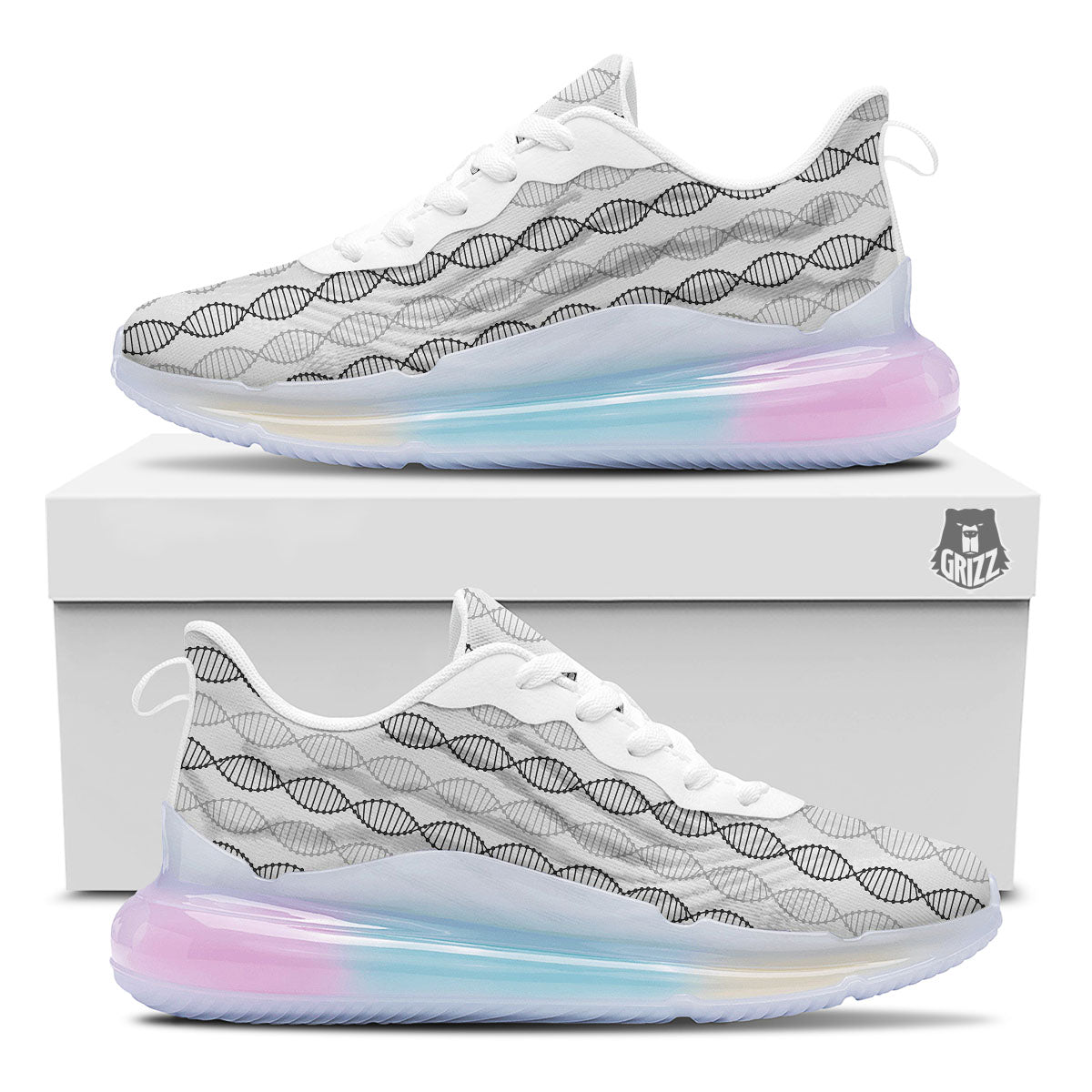 DNA Strands Print Pattern Running Sneakers-grizzshop