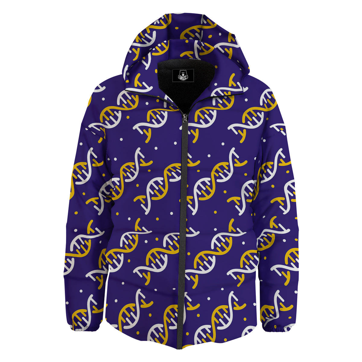 DNA Yellow And White Print Pattern Down Jacket-grizzshop