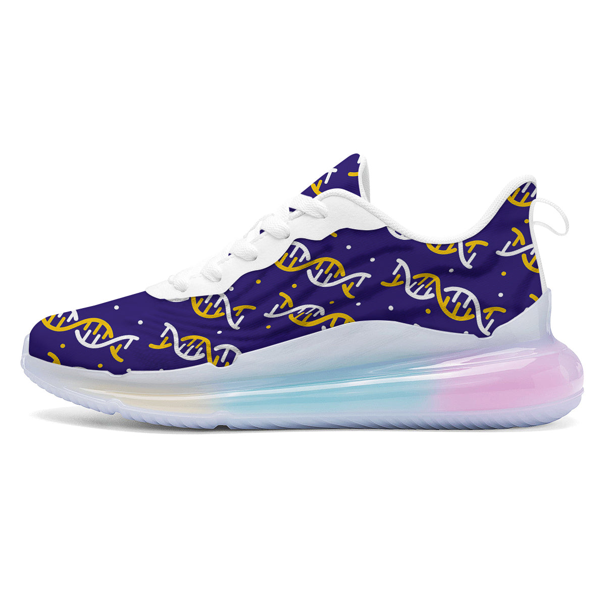 DNA Yellow And White Print Pattern Running Sneakers-grizzshop