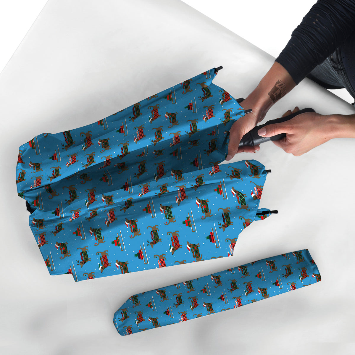 Dachshund Christmas Santa Print Umbrella-grizzshop