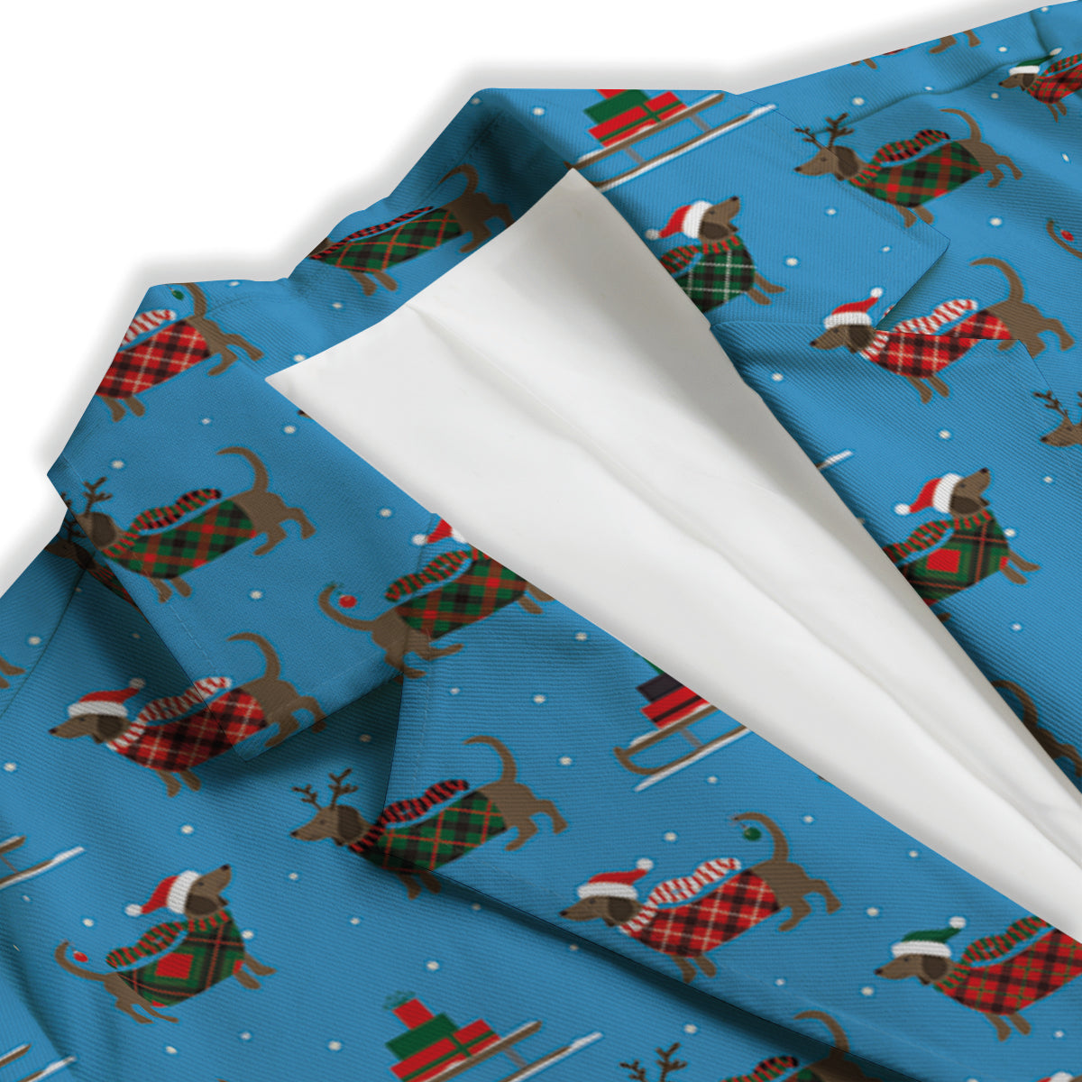 Dachshund Christmas Santa Print Women's Blazer-grizzshop