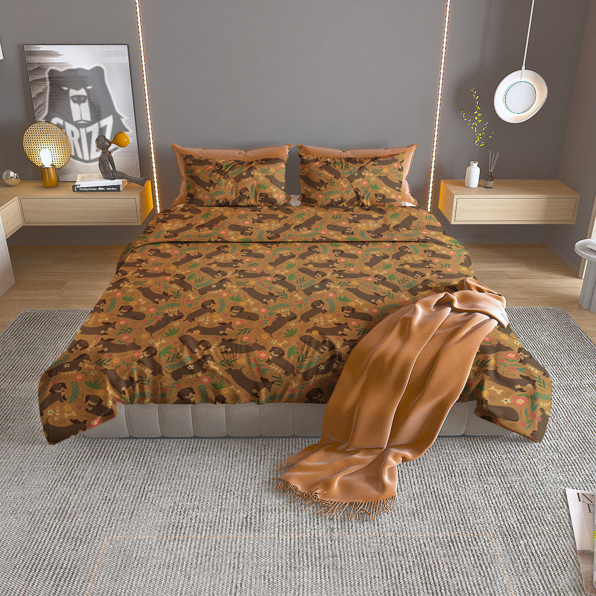 Dachshund Cute Print Pattern Duvet Cover Bedding Set