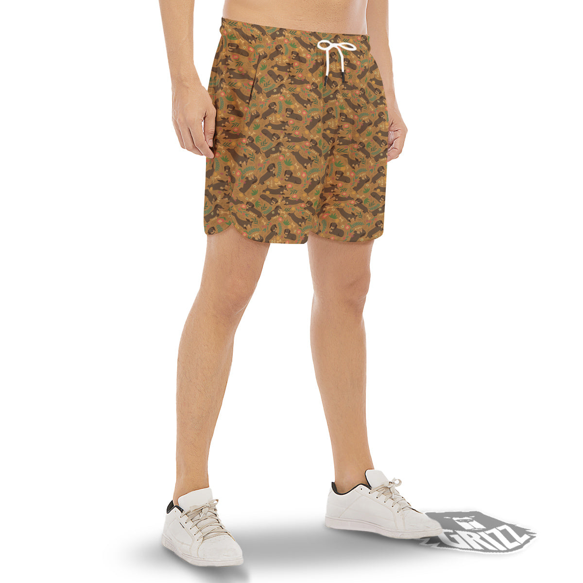 Dachshund Cute Print Pattern Men's Gym Shorts-grizzshop