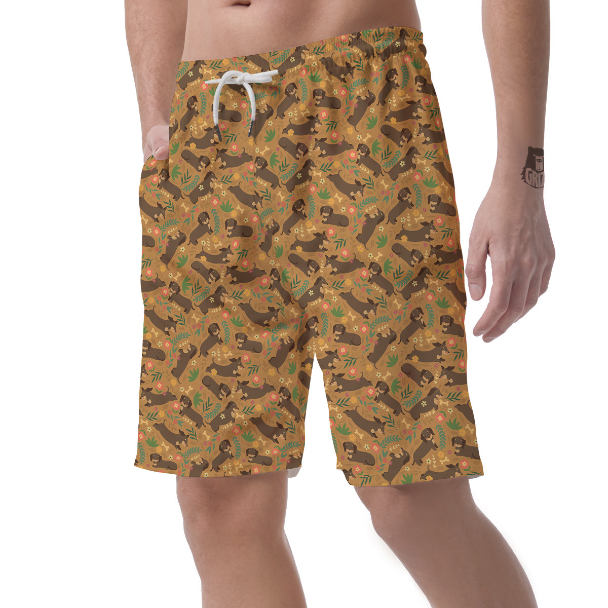 Dachshund Cute Print Pattern Men's Shorts-grizzshop