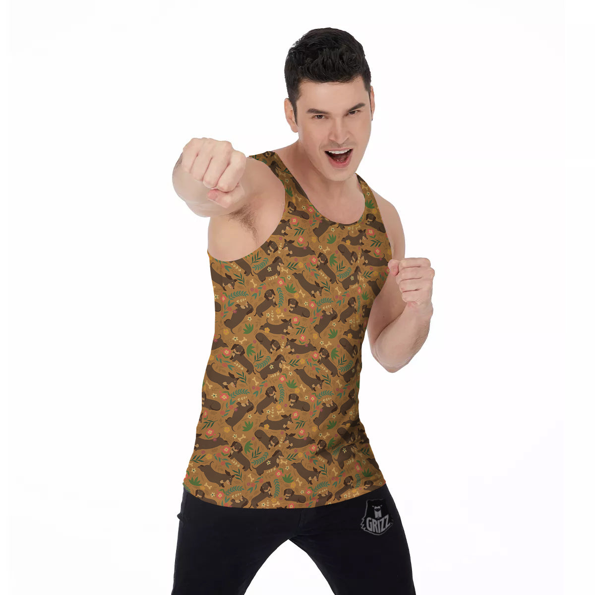 Dachshund Cute Print Pattern Men's Tank Top-grizzshop