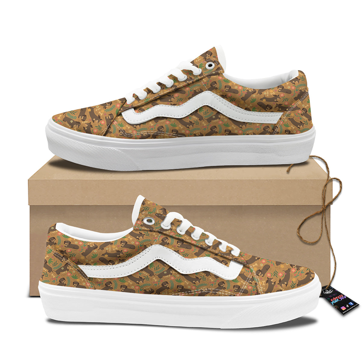 Dachshund Cute Print Pattern Skate Shoes-grizzshop
