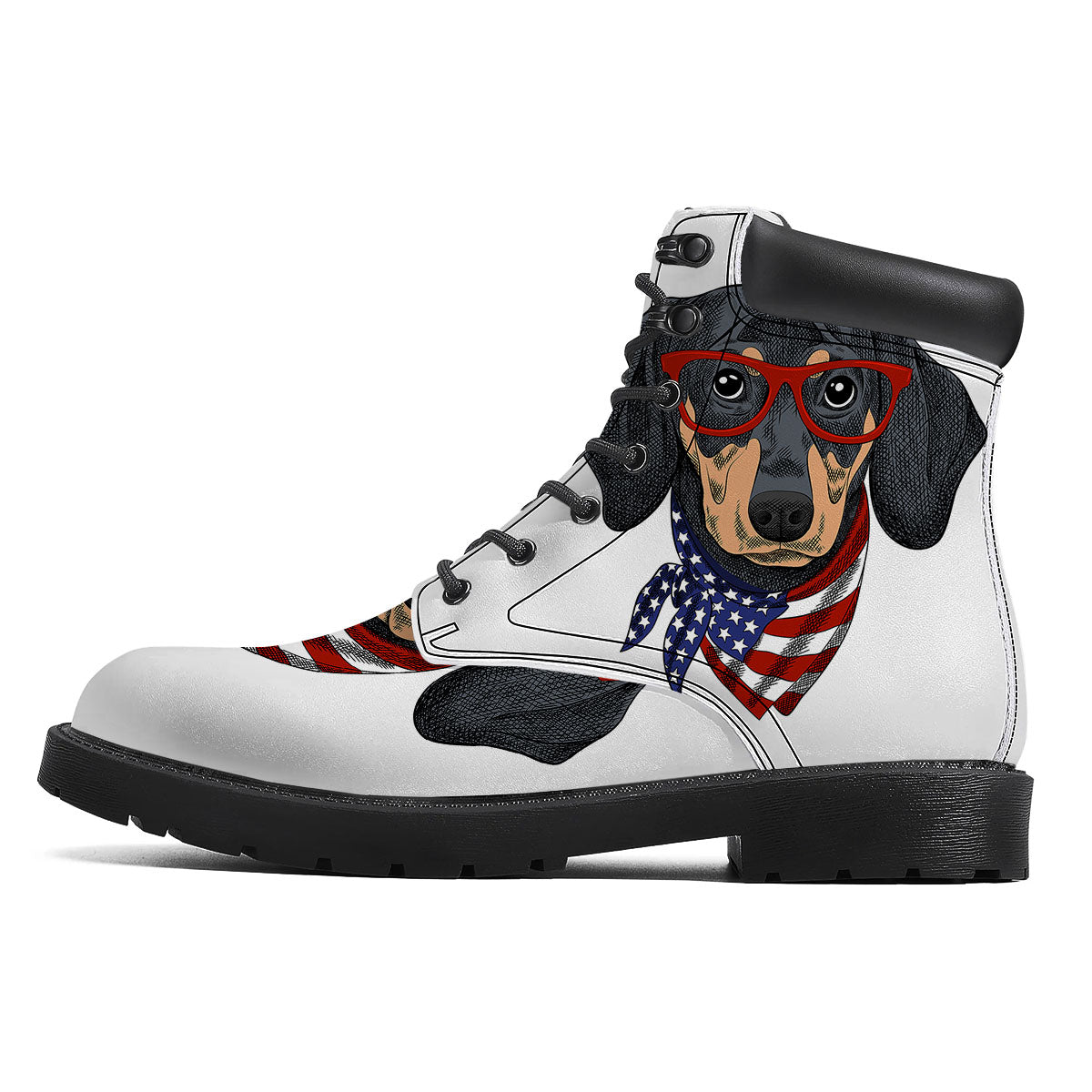 Dachshund Wearing Red Sunglasses Print Boots-grizzshop