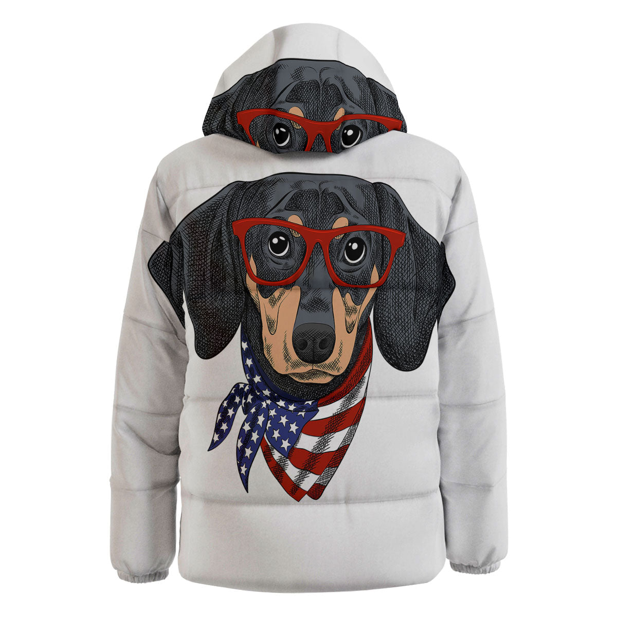 Dachshund Wearing Red Sunglasses Print Down Jacket-grizzshop