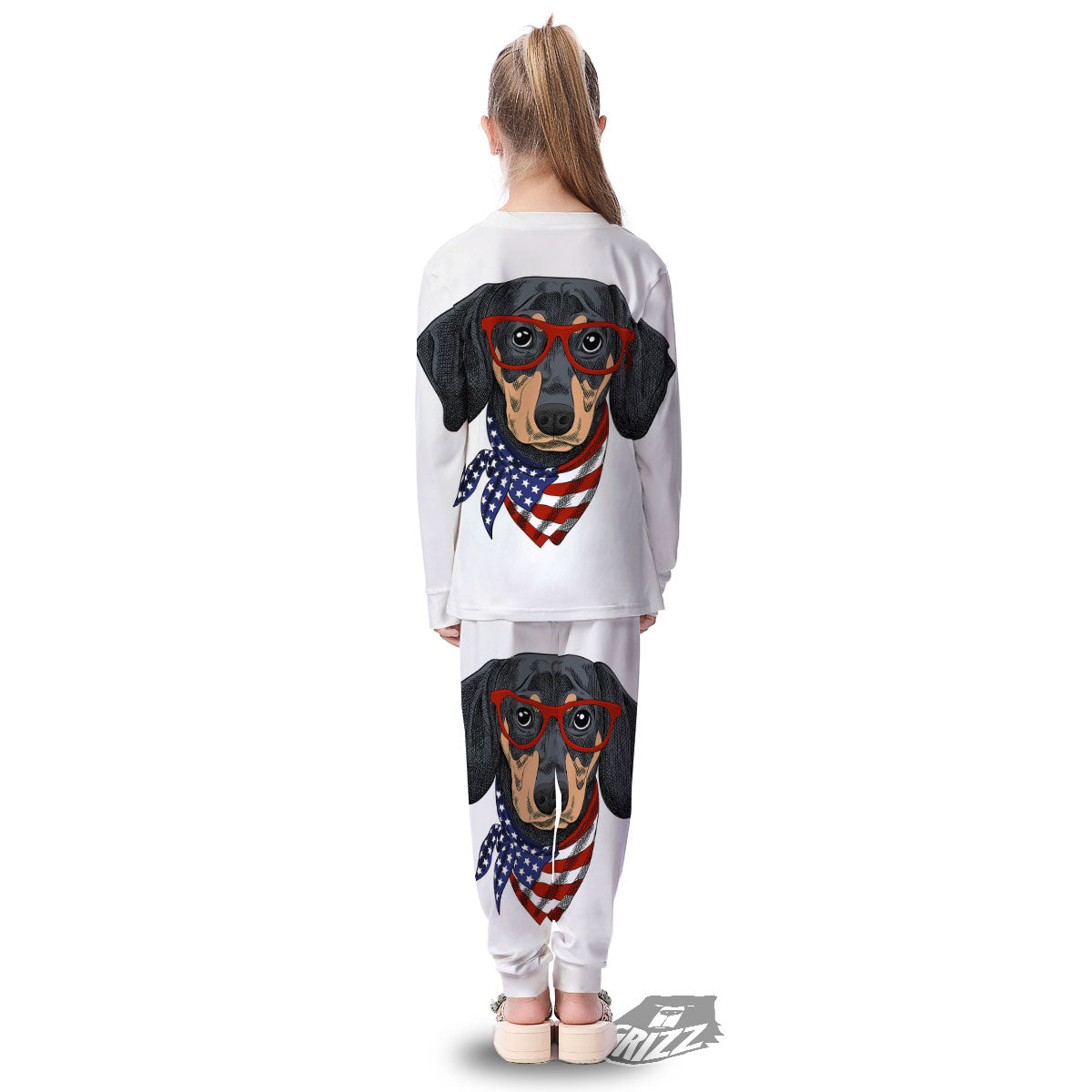 Dachshund Wearing Red Sunglasses Print Kid's Pajamas-grizzshop