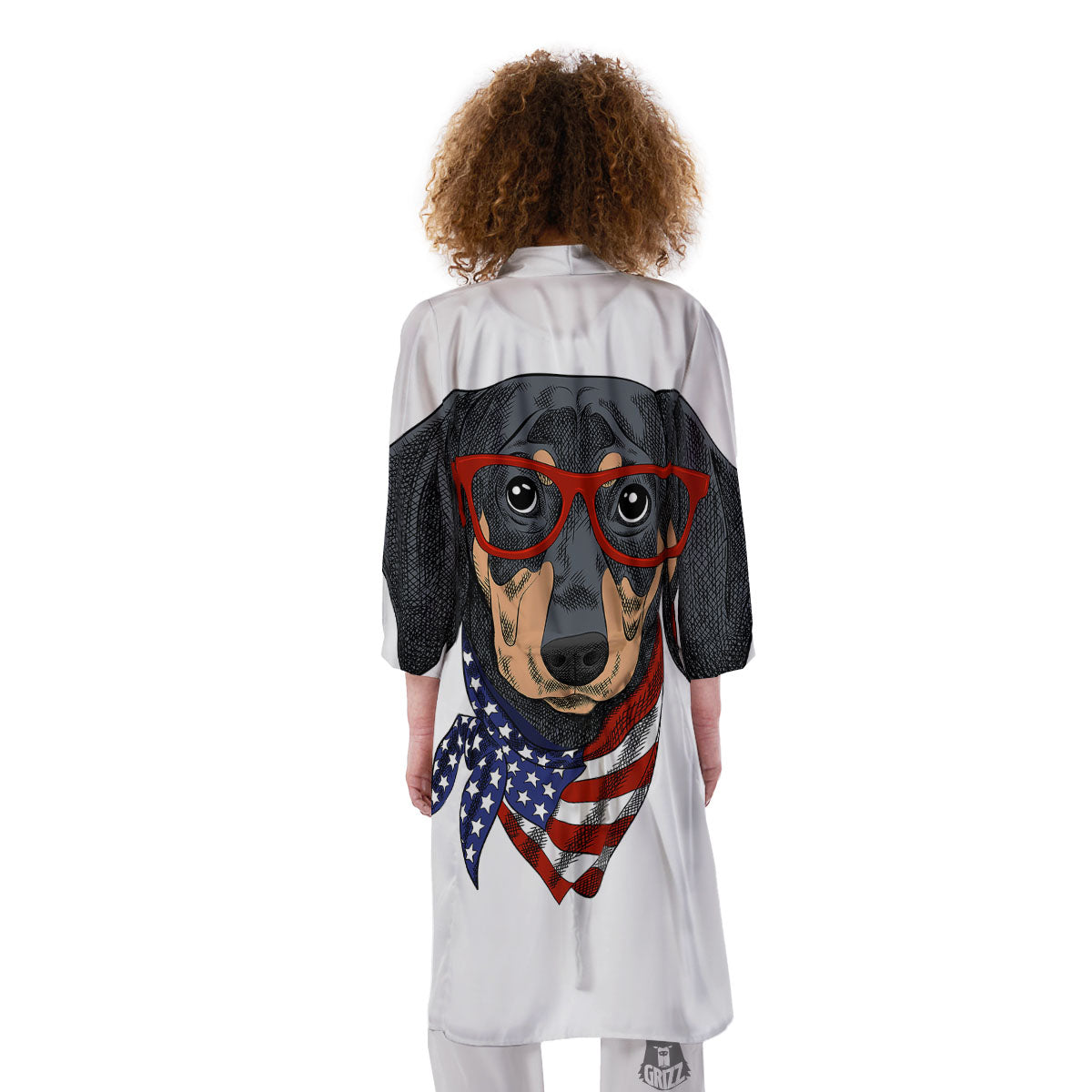 Dachshund Wearing Red Sunglasses Print Kimono-grizzshop