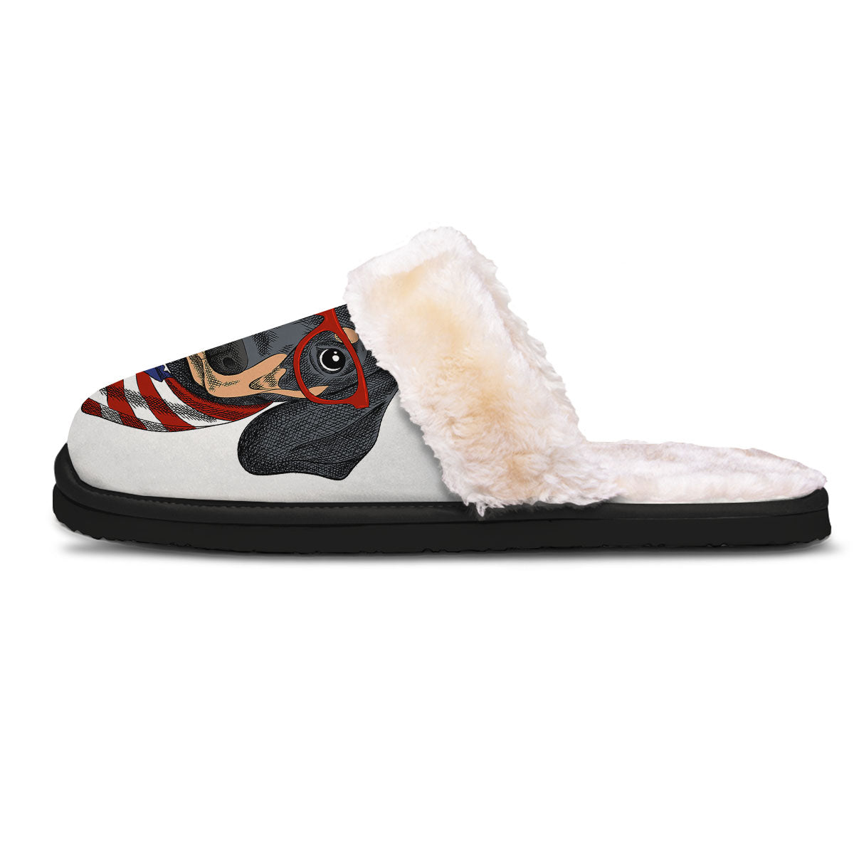 Dachshund Wearing Red Sunglasses Print Slippers-grizzshop