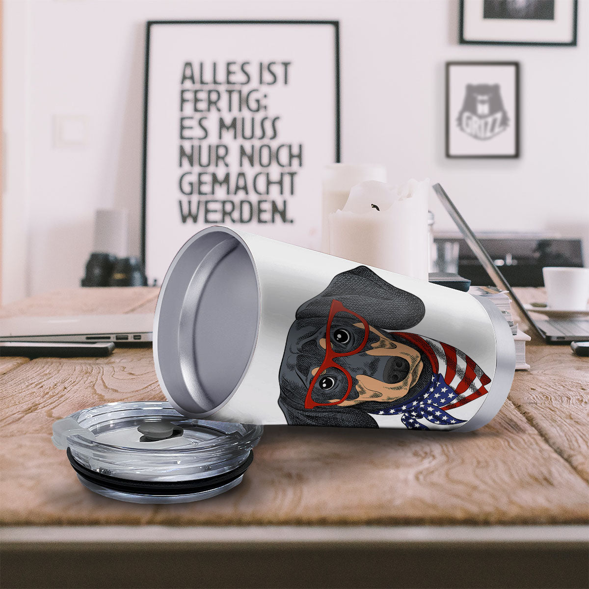 Dachshund Wearing Red Sunglasses Print Tumbler-grizzshop