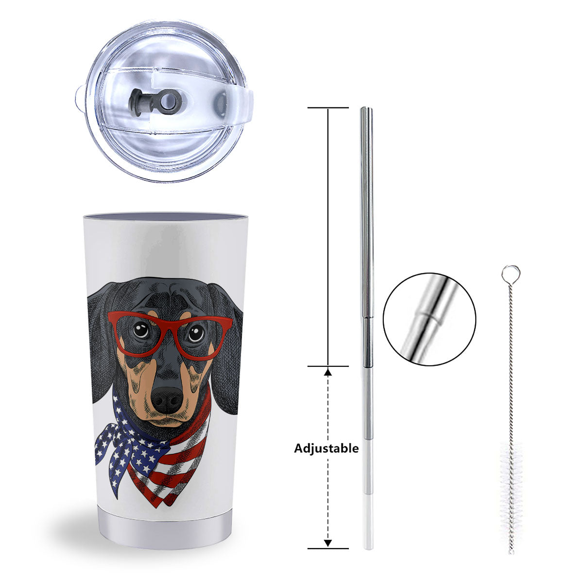 Dachshund Wearing Red Sunglasses Print Tumbler-grizzshop