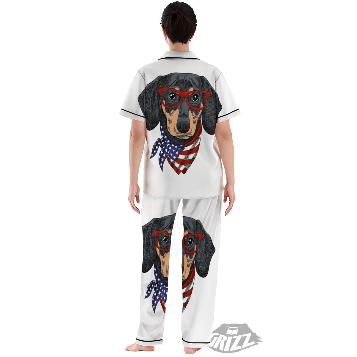 Dachshund Wearing Red Sunglasses Print Women's Pajamas Set-grizzshop