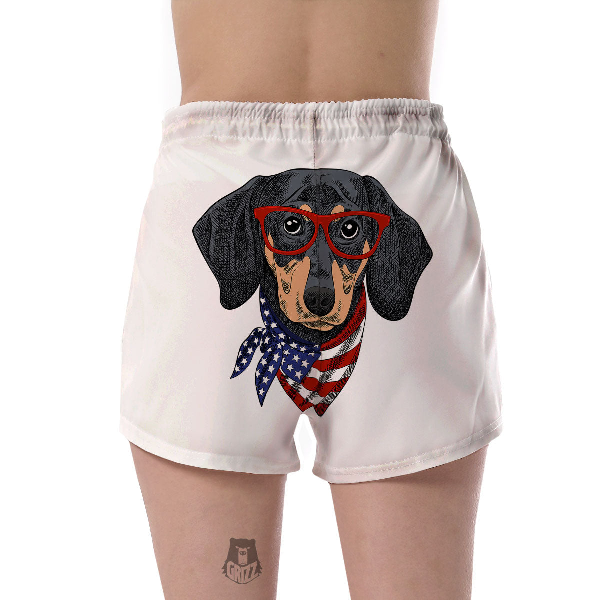 Dachshund Wearing Red Sunglasses Print Women's Shorts-grizzshop