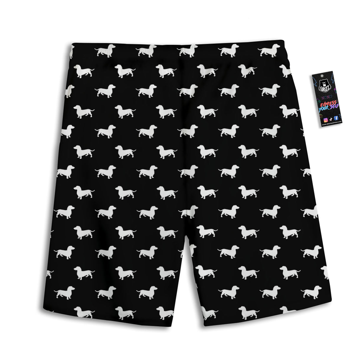 Dachshund White And Black Print Pattern Men's Athletic Shorts