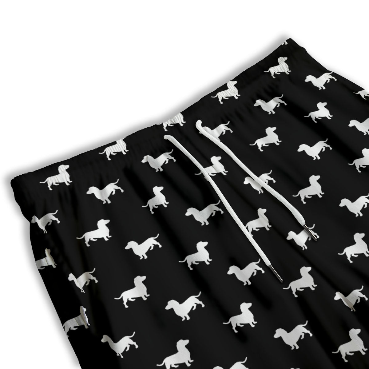 Dachshund White And Black Print Pattern Men's Athletic Shorts