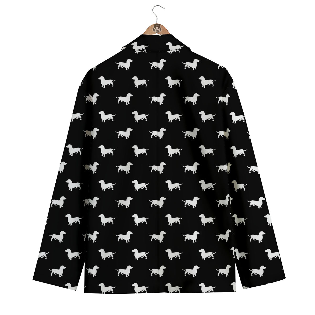 Dachshund White And Black Print Pattern Men's Blazer-grizzshop