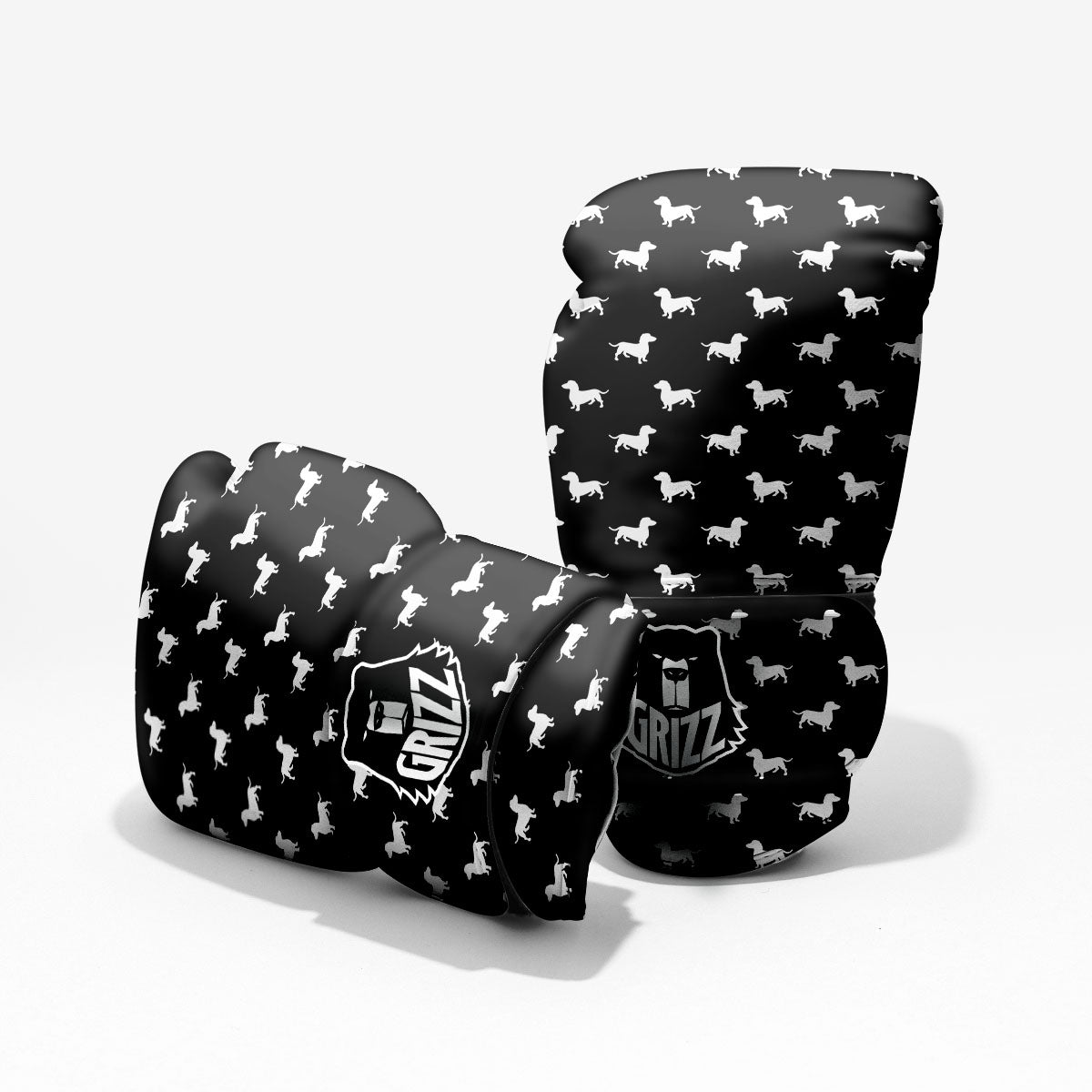 Dachshund White And Black Print Pattern Pro Boxing Glove