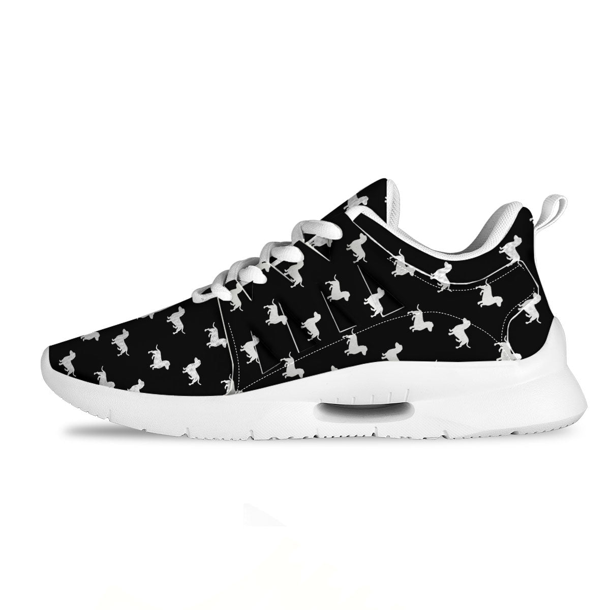 Dachshund White And Black Print Pattern Tennis Shoes-grizzshop