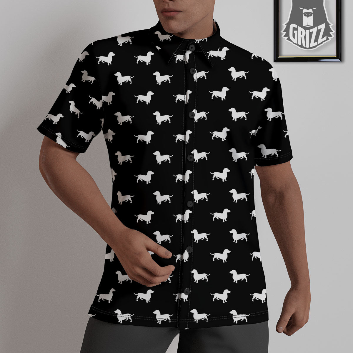 Dachshund White And Black Print Pattern Untucked Shirts-grizzshop